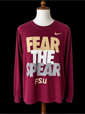 Nike Garnet Long Sleeve Tee with Gold & White FSU Graphics size large
